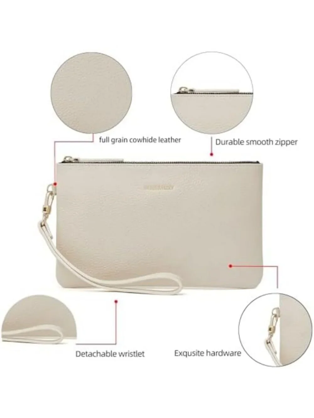 Stylish Small Leather Wristlet Clutch - Slim Cellphone Wallet for Women